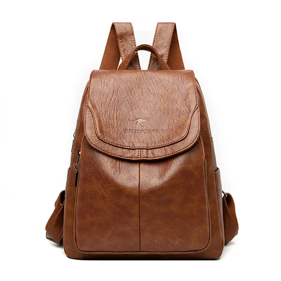 Women’s Anti-Theft Leather Backpack with RFID