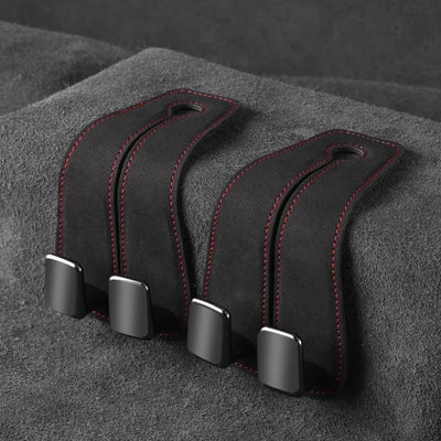 Car Seat Back Double Hook with Phone Holder – PU Leather Organizer