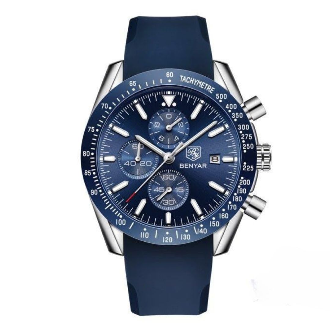 Men’s Waterproof Quartz Watch with Leather Strap