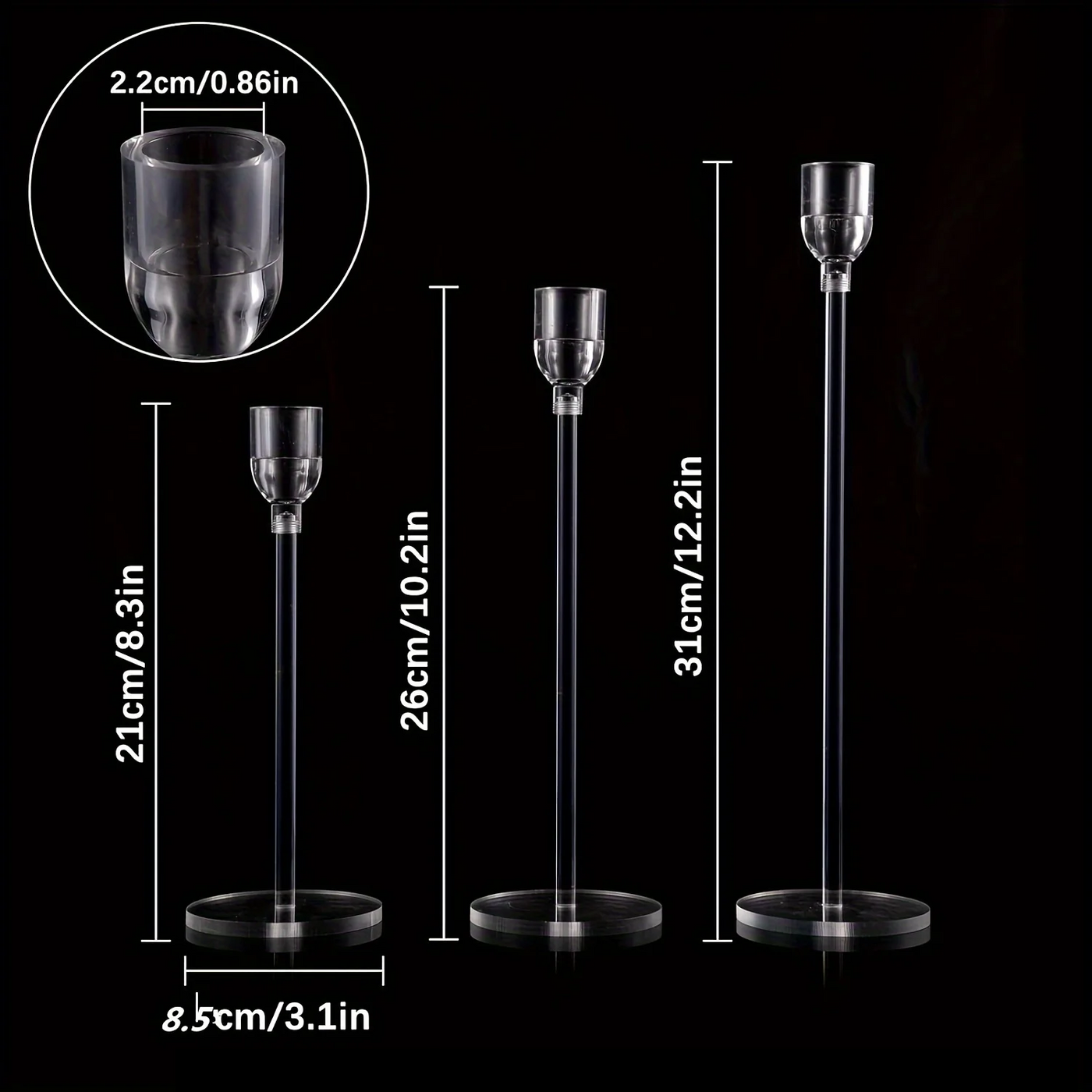 LumenAcry Acrylic Candle Holder Set (3-piece)