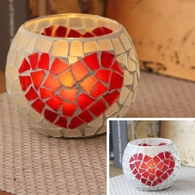 Mosaic Glass Candle Holder for Home Decor