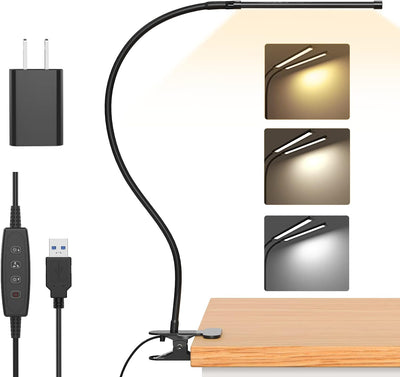 Serava 77 LED Desk Clamp Lamp with USB Power & Flexible Gooseneck