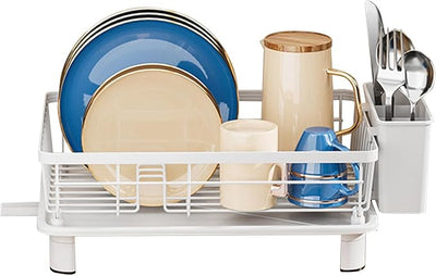 Dish Drying Rack with Drainage and Cutlery Holder