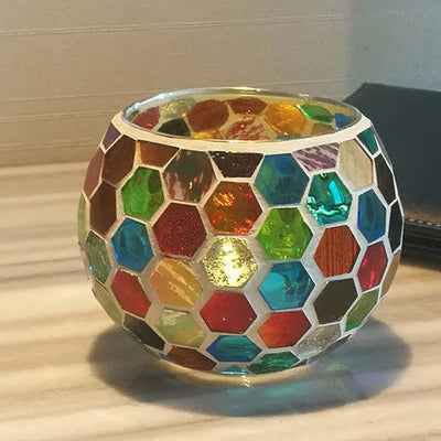 Mosaic Glass Candle Holder for Home Decor