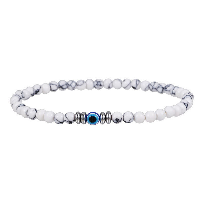 Men's 4mm Natural Stone Evil Eye Bead Bracelet - Thor