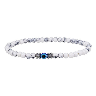 Men's 4mm Natural Stone Evil Eye Bead Bracelet - Thor