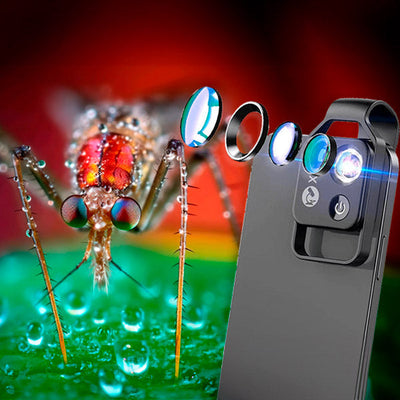 MicroZoom Clip-On Phone Microscope – 200x Magnification Lens with LED Light