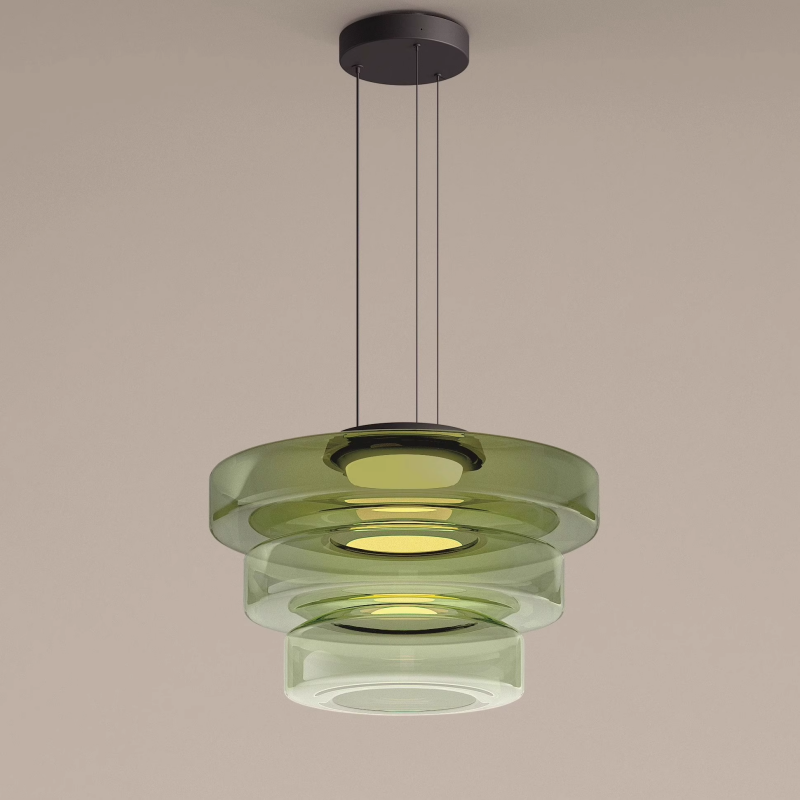 Bauhaus Glass Pendant Light with Warm LED Bulb