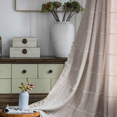 Plaid Tassel Semi-Blackout Curtains – Boho Style Drapes