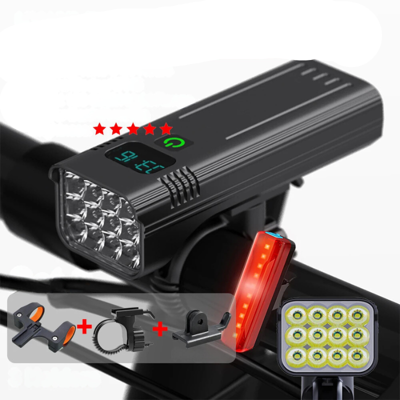 5000 Lumen USB Rechargeable Bike Light with Mounts