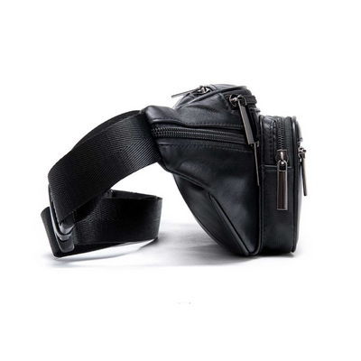 Leather Shoulder Crossbody Bag with Multiple Compartments for Men