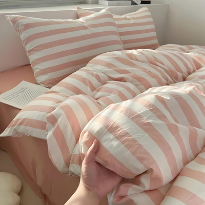 Elenorra Classic Striped Bedding Set 4pcs Duvet Cover Sheet