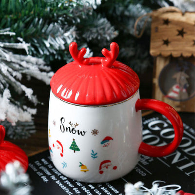 Christmas Ceramic Mug with Festive Lid