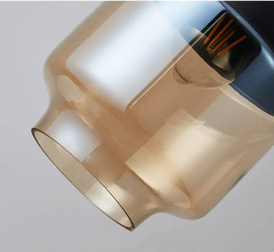 Hand-Blown Glass & Wood Pendant Light Adjustable