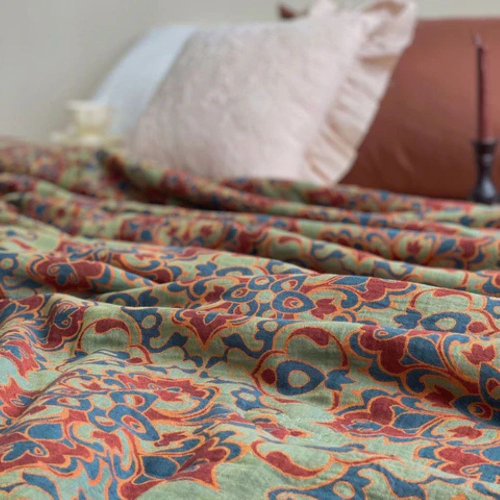 Heritage Floral Cotton Gauze Summer Blanket