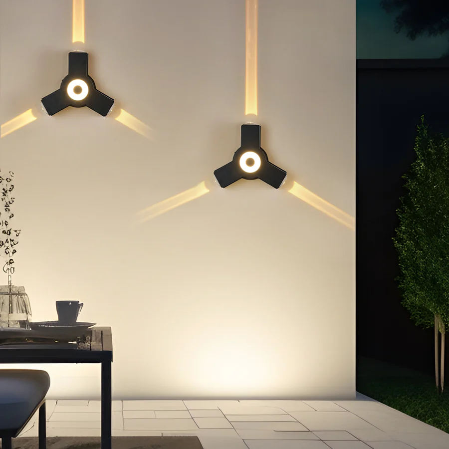 Cross-Shaped Outdoor Wall Light – 3-Way Warm LED Sconce
