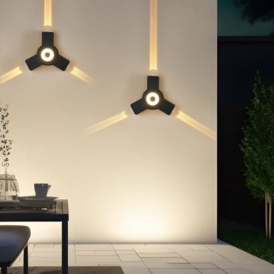 Cross-Shaped Outdoor Wall Light – 3-Way Warm LED Sconce