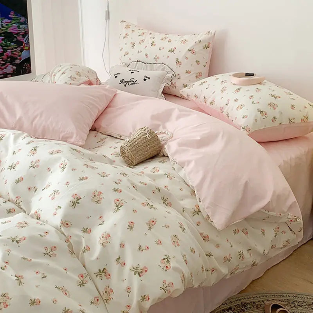 Soft Floral Comforter Cover for Elegant Bedroom Decor