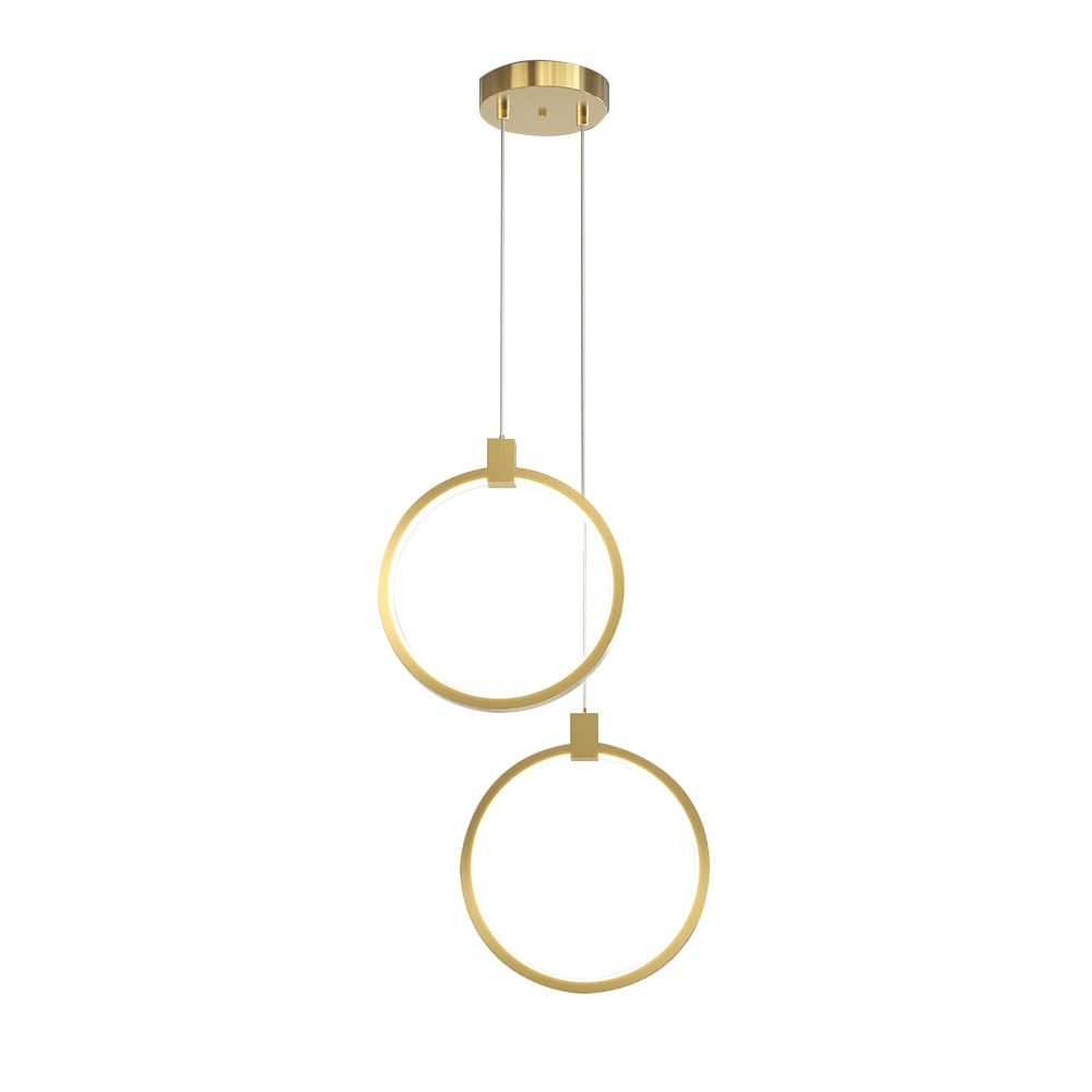 BrassGlow – Double Ring Gold Pendant Lamp (Adjustable Height)