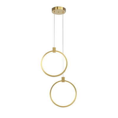 BrassGlow – Double Ring Gold Pendant Lamp (Adjustable Height)