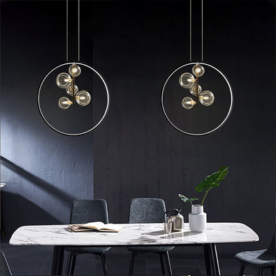 LumoGlobe – Minimalist Black Pendant Lamp with Glass LED Sphere