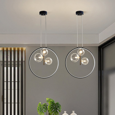 LumoGlobe – Minimalist Black Pendant Lamp with Glass LED Sphere
