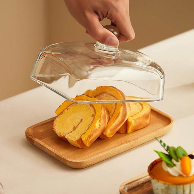 Wooden Butter Dish with Glass Lid – Elegant Tableware