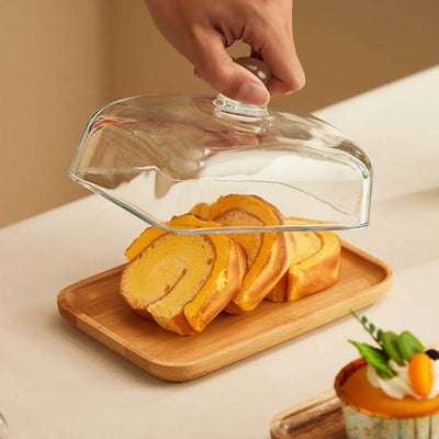 Wooden Butter Dish with Glass Lid – Elegant Tableware