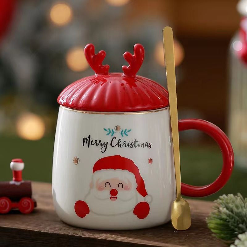 Christmas Ceramic Mug with Festive Lid