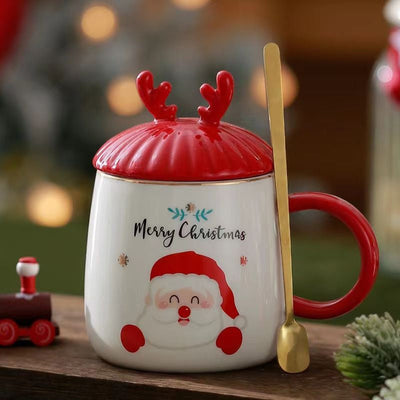Christmas Ceramic Mug with Festive Lid