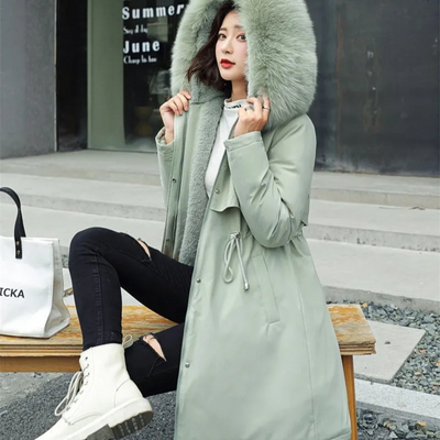 Women’s Long Hooded Parka Jacket – Warm Zip-Up Style
