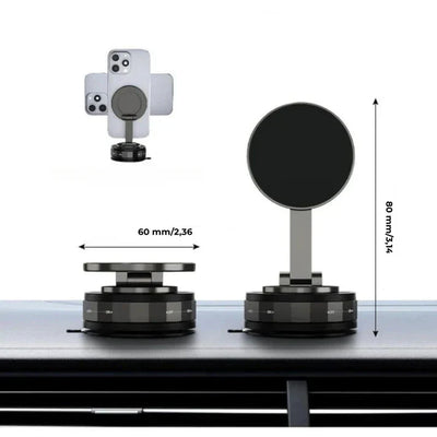 Magnetic 360° Phone Holder with Suction Cup Vacuum Lock