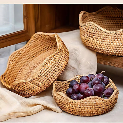 Handwoven Rattan Basket for Kitchen and Home Storage