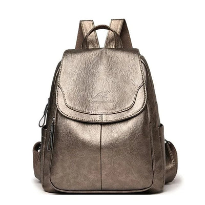 Women’s Anti-Theft Leather Backpack with RFID