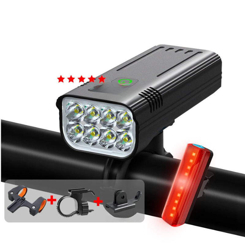 5000 Lumen USB Rechargeable Bike Light with Mounts