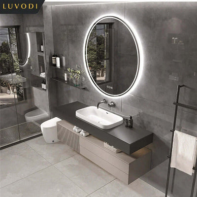 Round LED Bathroom Mirror with Touch and Anti-Fog