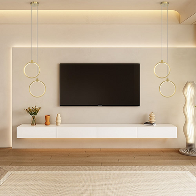 BrassGlow – Double Ring Gold Pendant Lamp (Adjustable Height)