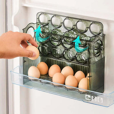 Clear Egg Organizer – Space-Saving Rolling Fridge Storage
