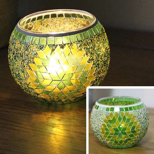 Mosaic Glass Candle Holder for Home Decor