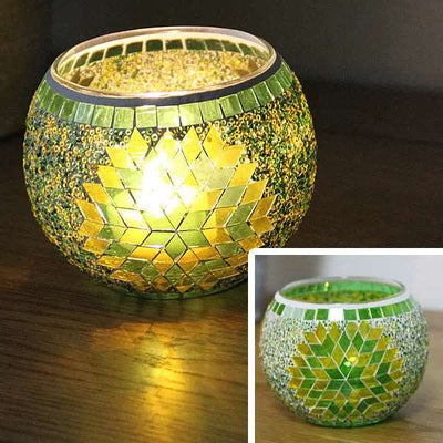 Mosaic Glass Candle Holder for Home Decor