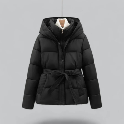 Women’s Hooded Belted Puffer Jacket for Winter Warmth