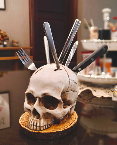 Gothic Skull Knife Holder Kitchen Decor Rack