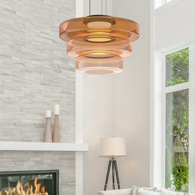 Bauhaus Glass Pendant Light with Warm LED Bulb