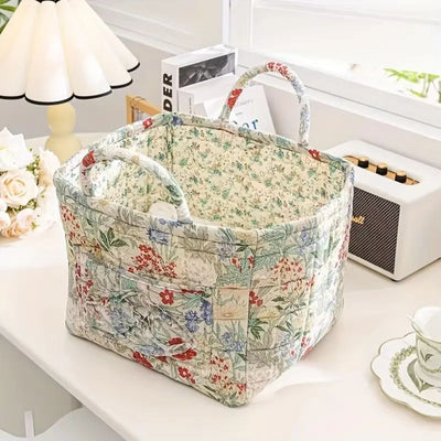 Floral Canvas Storage Basket for Home Organization