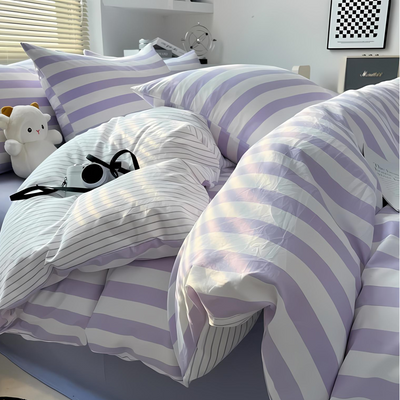 Elenorra Classic Striped Bedding Set 4pcs Duvet Cover Sheet