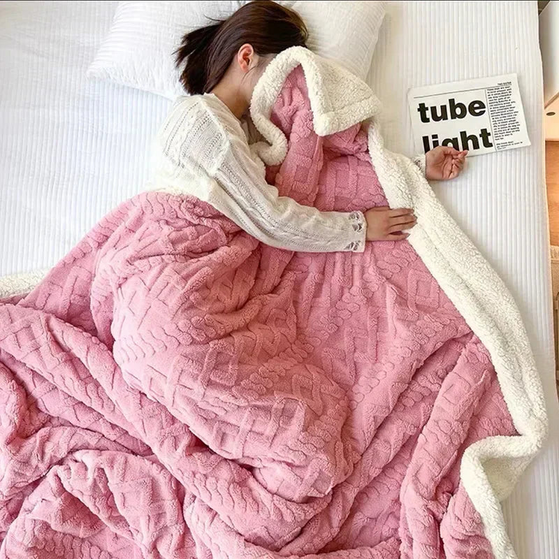 Thick Lambswool Fleece Winter Blanket Soft Warm Throw
