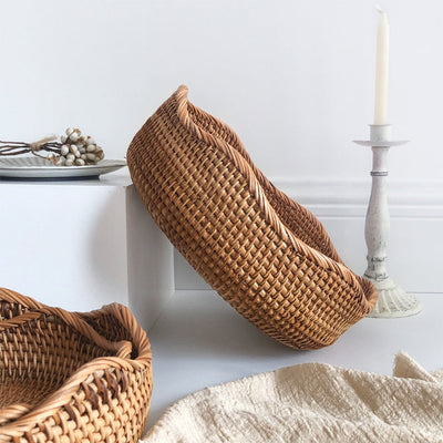Handwoven Rattan Basket for Kitchen and Home Storage