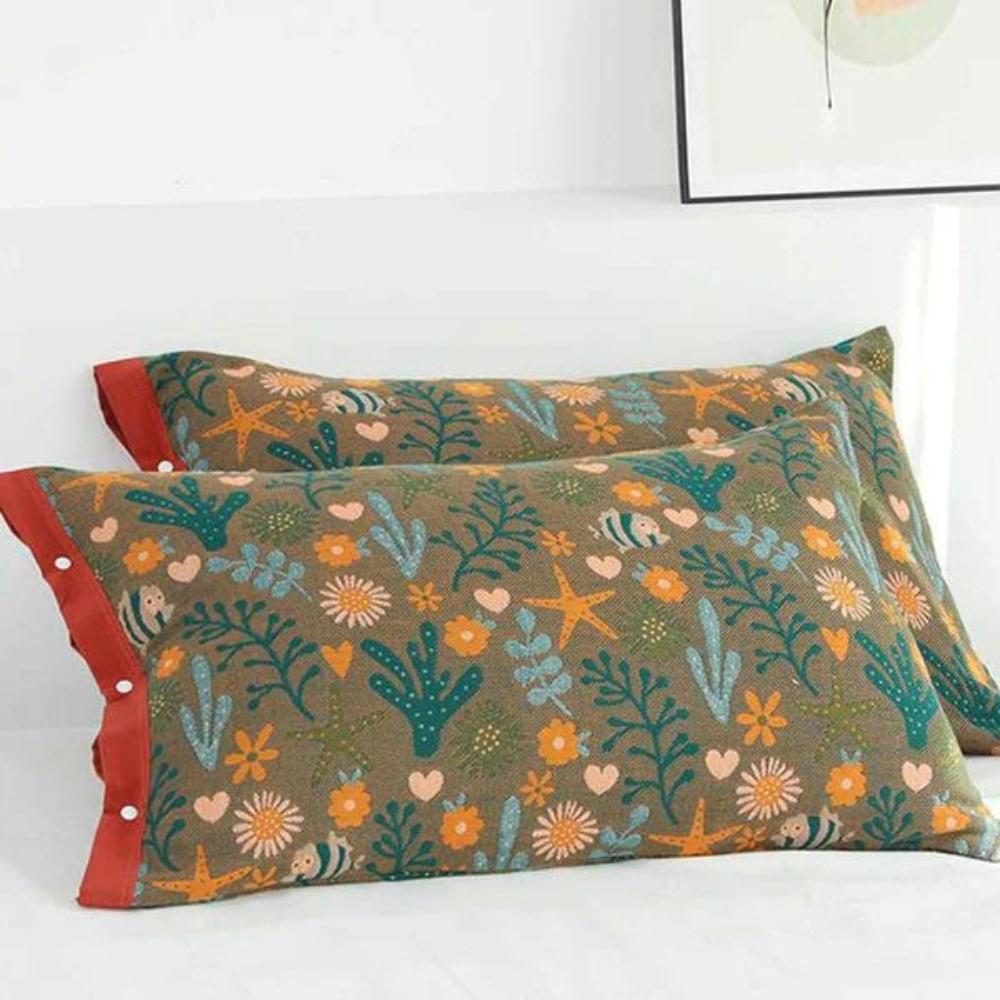 Coral Floral Cotton Pillow Sham – Breathable & Reversible