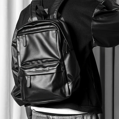 Men's PU Leather Waterproof Travel Backpack