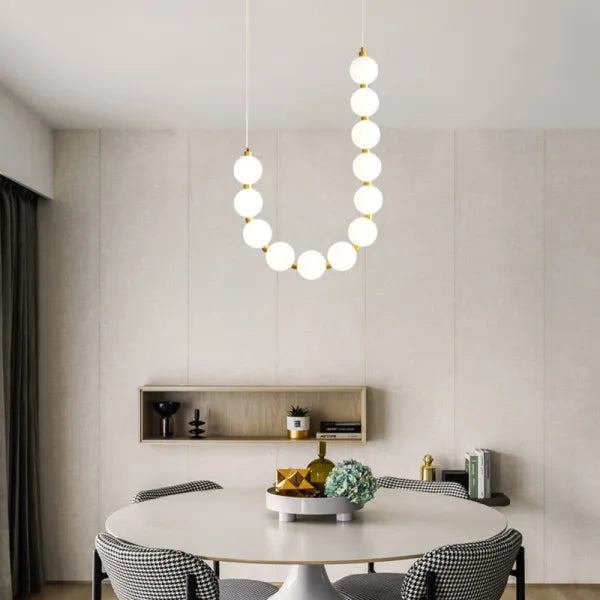 Elegant White Necklace Chandelier with LED Lights